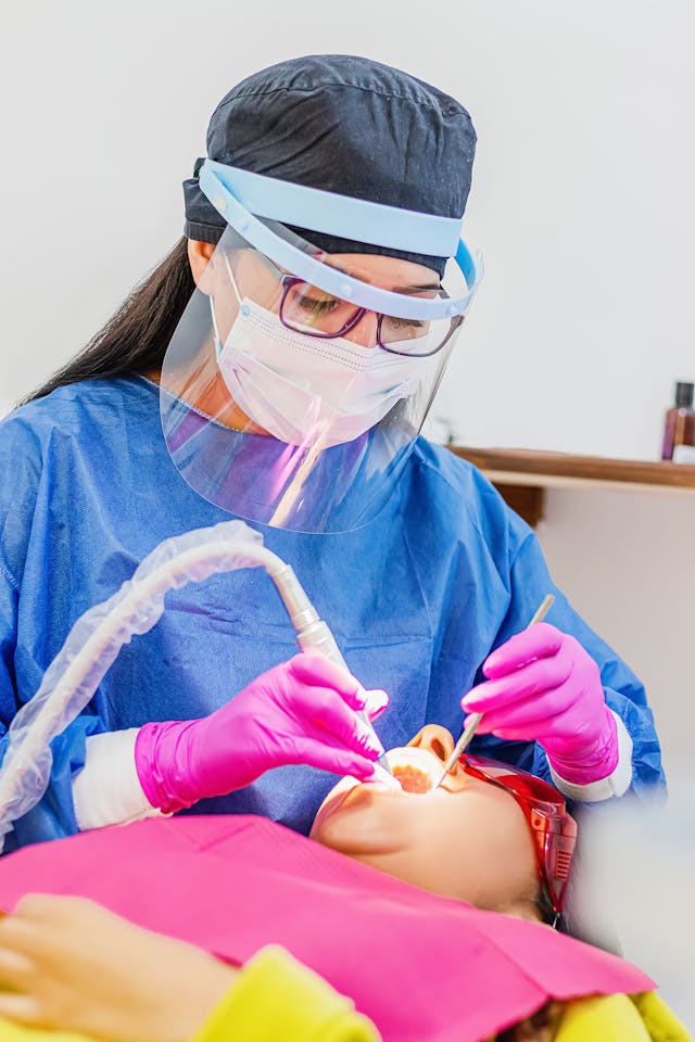 Dental professional at work